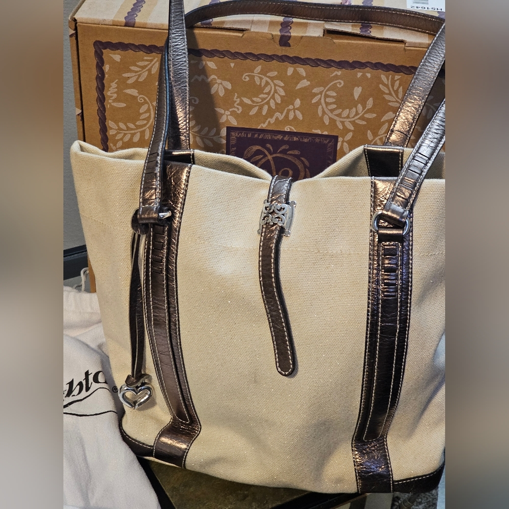 Brighton Elegant Metallic and Cream Women's Tote Bag